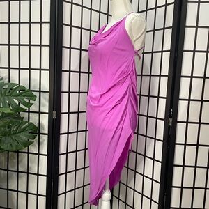 Olivaceous Vibrant Pink Asymmetrical Dress